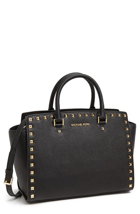 michael kors black studded selma bag|Michael Kors selma studded.